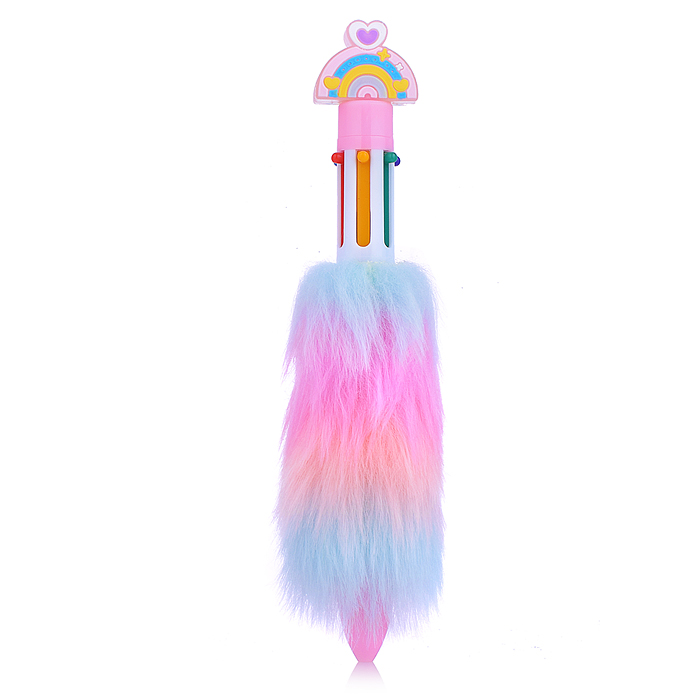 Ручка шариковая автоматическая Plush Rainbow, 6 цв. 
