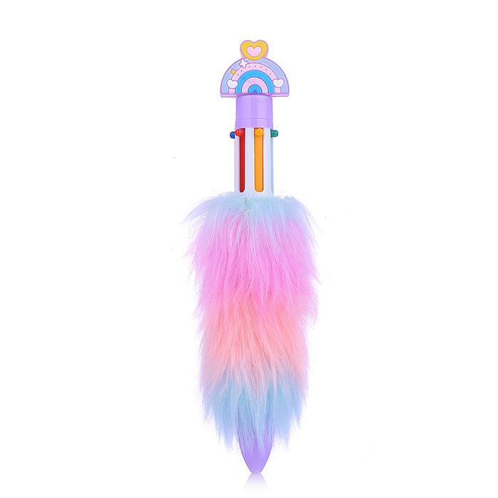 Ручка шариковая автоматическая Plush Rainbow, 6 цв. 