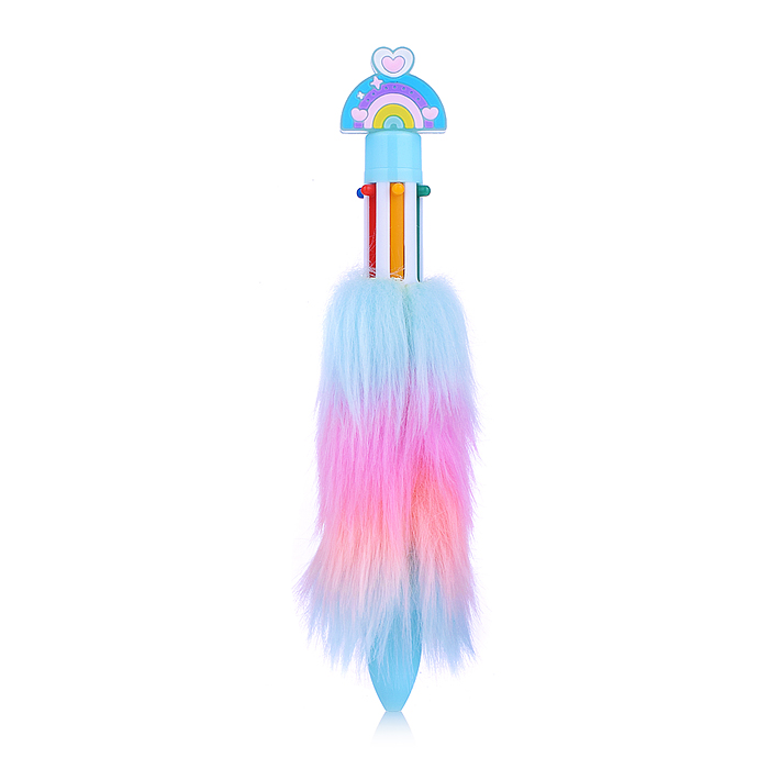 Ручка шариковая автоматическая Plush Rainbow, 6 цв. 