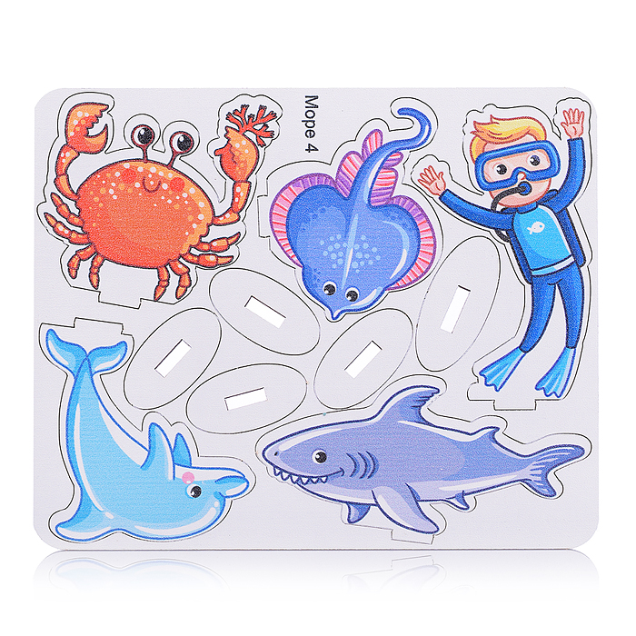 Игровой набор в коробке "Подводный мир" (дерево) крафтовая коробка 