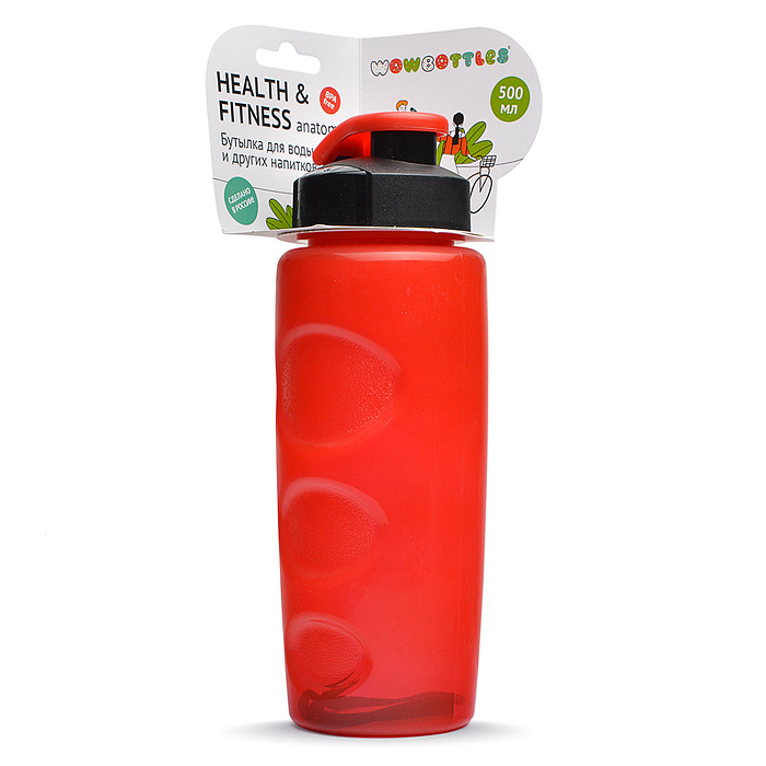 Бутылка для воды и др.напитков "HEALTH and FITNESS" 500 ml.anatomic ,в асс.