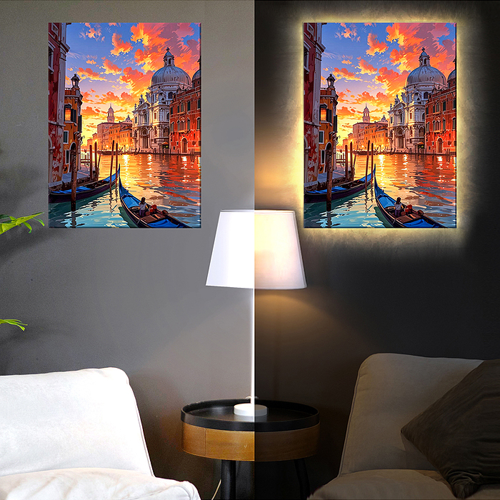 Картина по номерам 40х50 "Санта-Мария-Делла-Салюте. Венеция" USB LED подсветка (29 цветов)