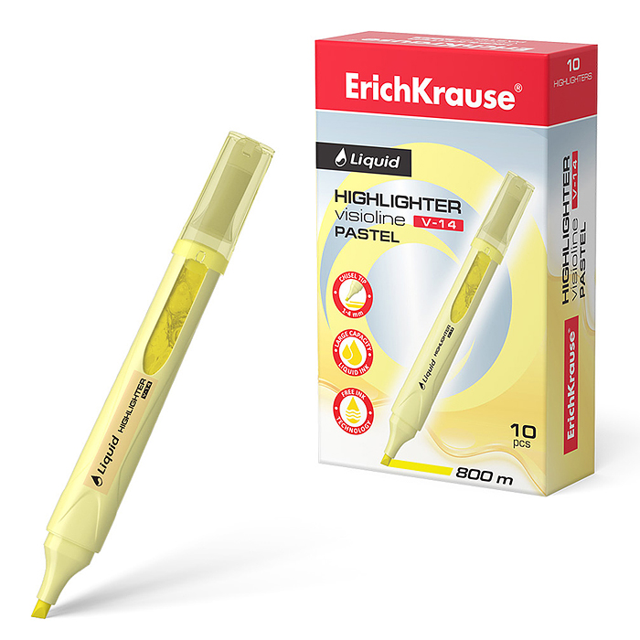 Текстмаркер с жидкими чернилами Visioline V-14 Liquid Pastel, цвет чернил желтый 