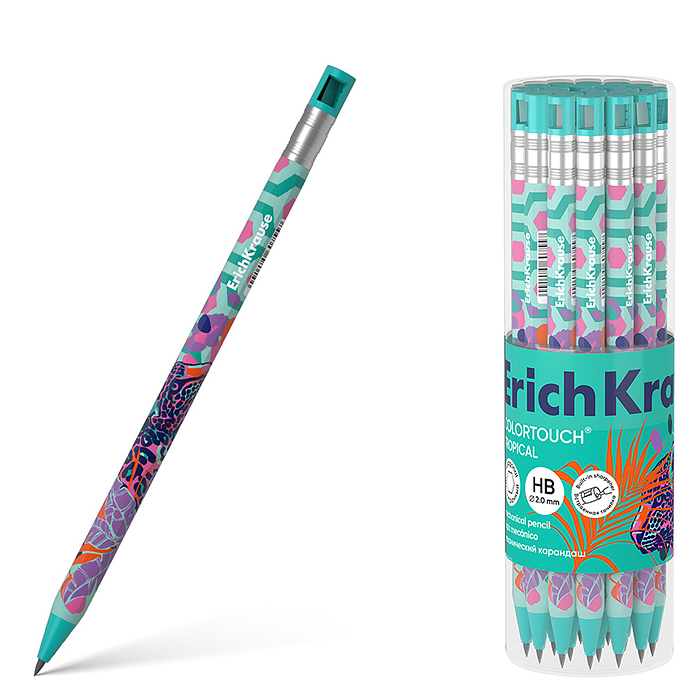 Карандаш механический ColorTouch Tropical 2.0 мм, с точилкой, НВ (в тубусе по 24 шт.)