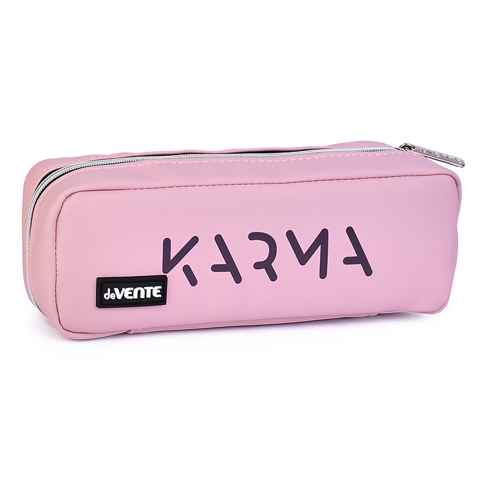 Пенал "Karma" 21x9x5 см, прямоугольный для 60 предметов, искусственная кожа, на молнии, 3 в