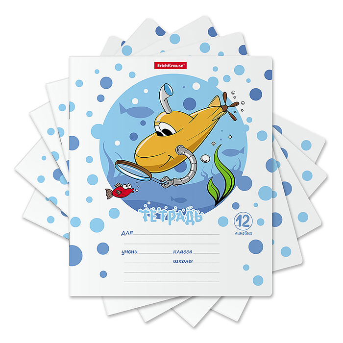 Тетрадь 12л. линейка "Funny Submarine"