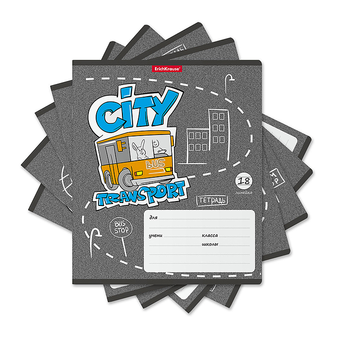 Тетрадь 18л. линейка "City Transport" 