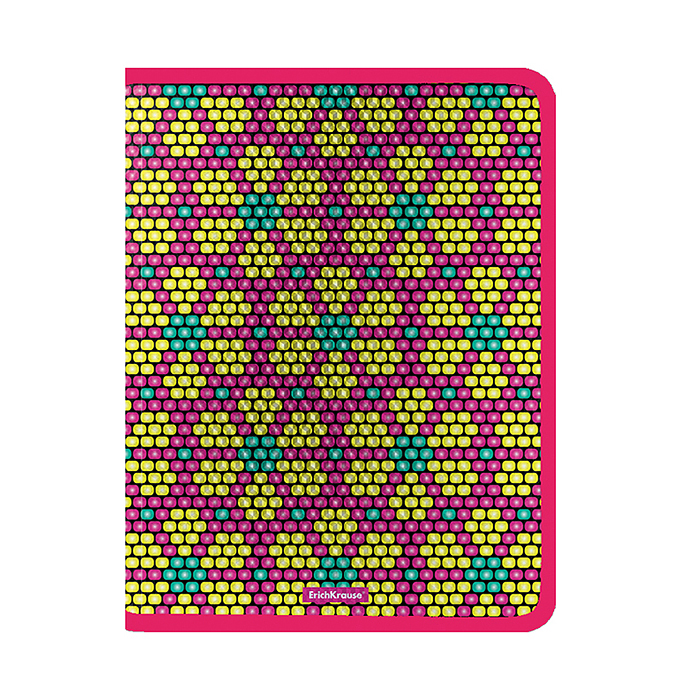 Папка для тетрадей на молнии пластиковая Pink&Yellow Beads, А4 (в пакете по 4 шт.)