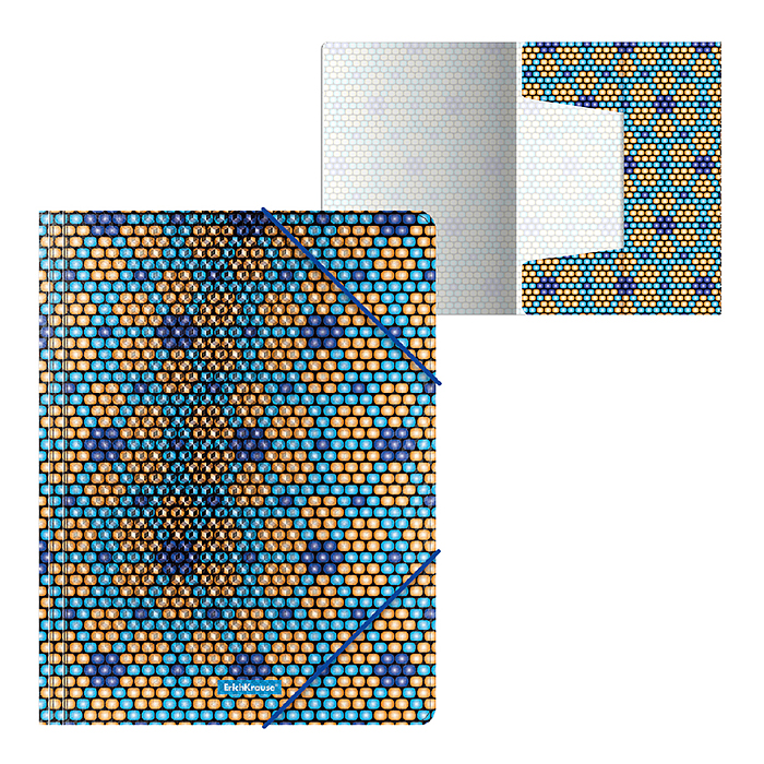 Папка на резинках пластиковая Blue&Orange Beads, A4 (в пакете по 4 шт.)