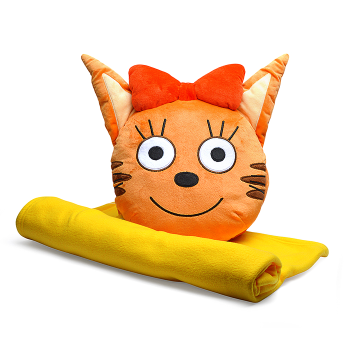 Игрушка-подушка "Три Кота" Карамелька (с флисовым пледом 150*95)