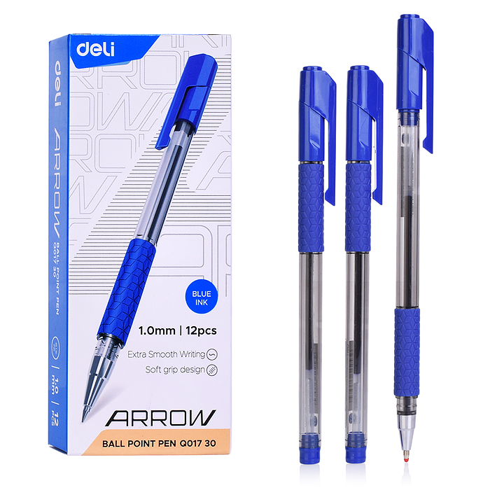 Ручка шариковая EQ01730 Arrow 1мм резин. манжета прозрачный/синий синие чернила (1шт)