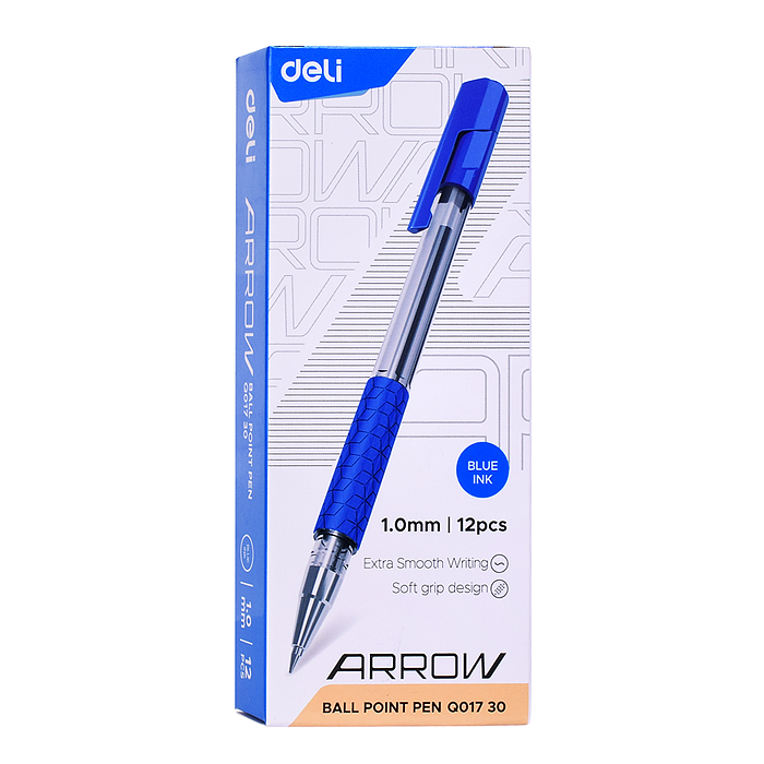 Ручка шариковая EQ01730 Arrow 1мм резин. манжета прозрачный/синий синие чернила (1шт)