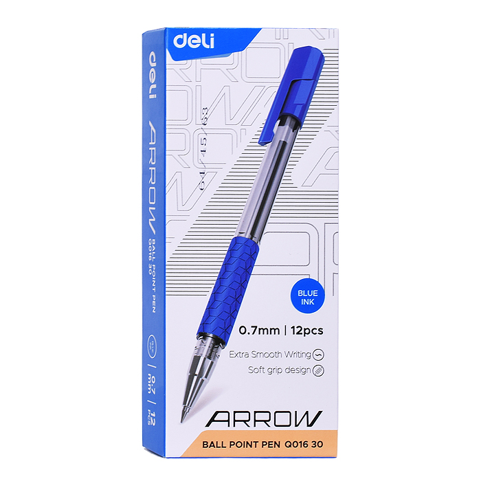 Ручка шариковая EQ01630 Arrow 0.7мм резин. манжета прозрачный/синий синие чернила (1шт)
