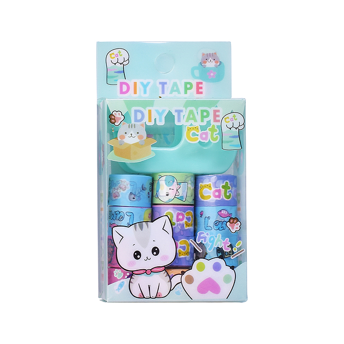 Набор декоративных клейких лент, 12 шт. "Котики"