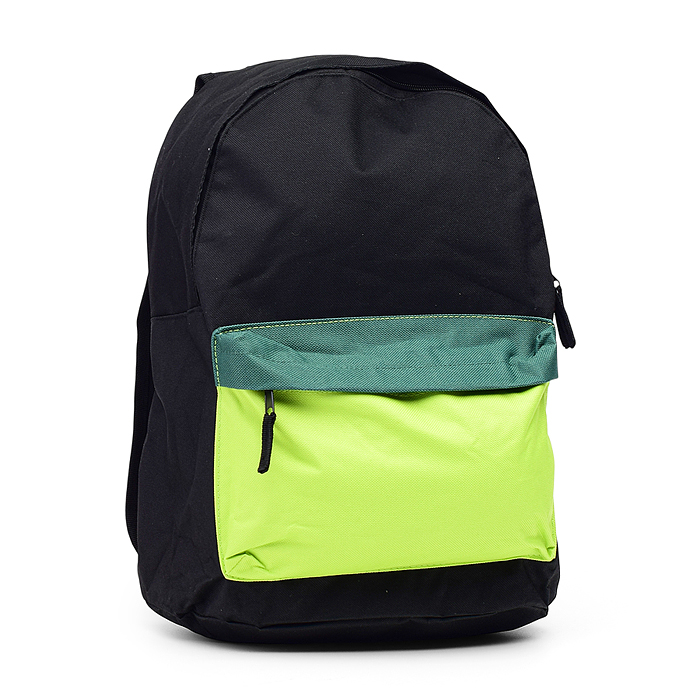 Рюкзак "Street Basic" 16,8 л, черно-зел. 40х28х15см., мягкий, 1 секц. молния универс.