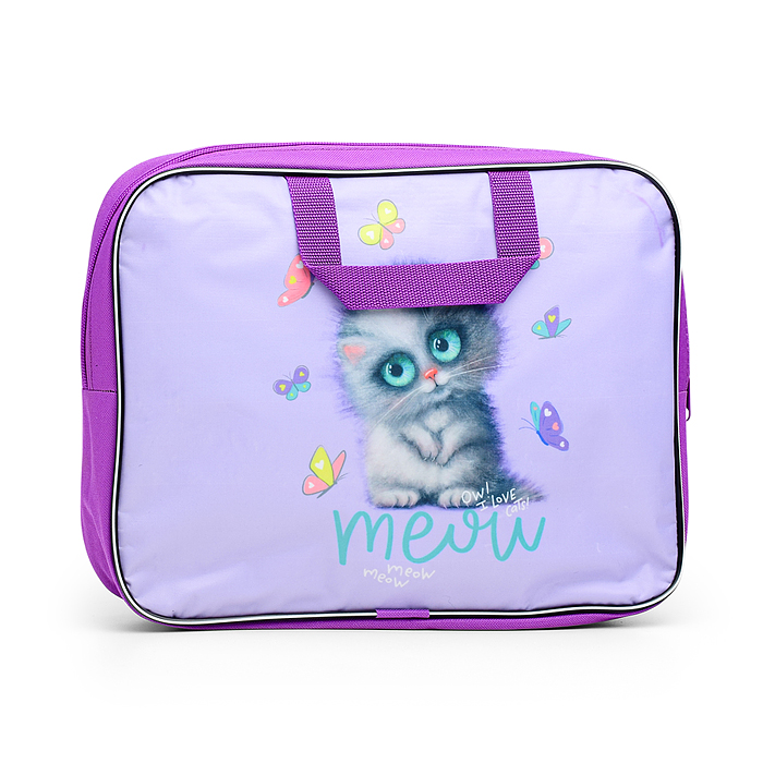 Папка для тетрадей широкая "Meow Cat" A4 (35x27x7 см) текстильная на молнии