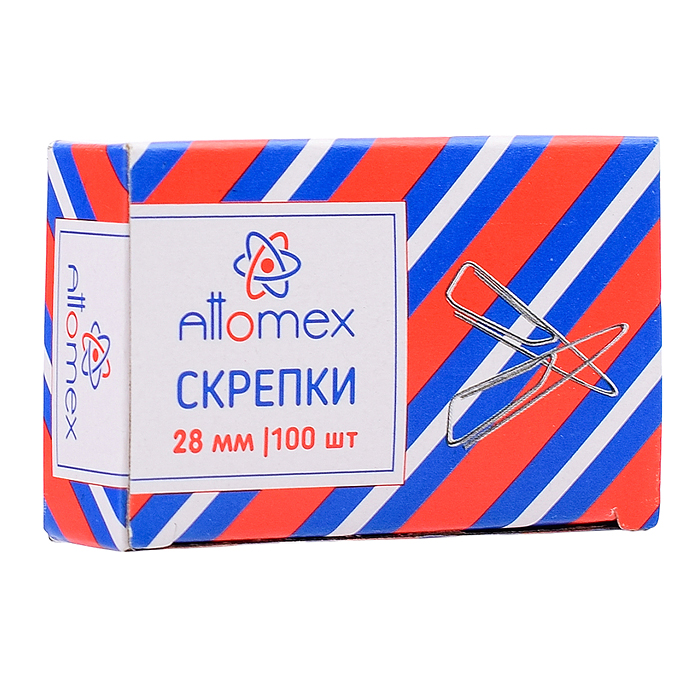 Скрепки металлические треугольный профиль с загнутым краем, оцинкованные 28 мм, 100 шт в к