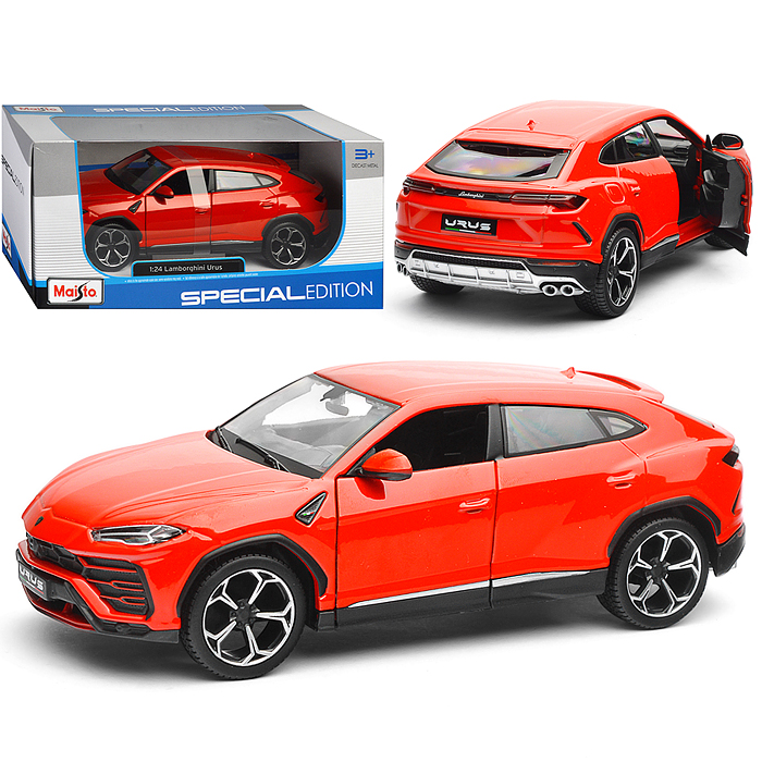 Машинка die-cast Lamborghini Urus, 1:25, красная, открывающиеся двери