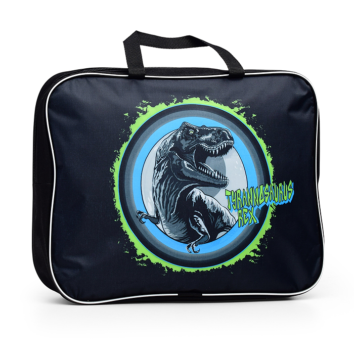 Папка для тетрадей широкая "T-Rex Dino" A4 (35x27x7 см) текстильная на молнии