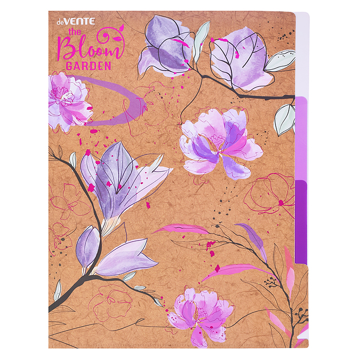Папка-уголок c 3-мя отделениями "Bloom Garden" A4 (230x310 мм) 180 мкм, фактура крафт-имита
