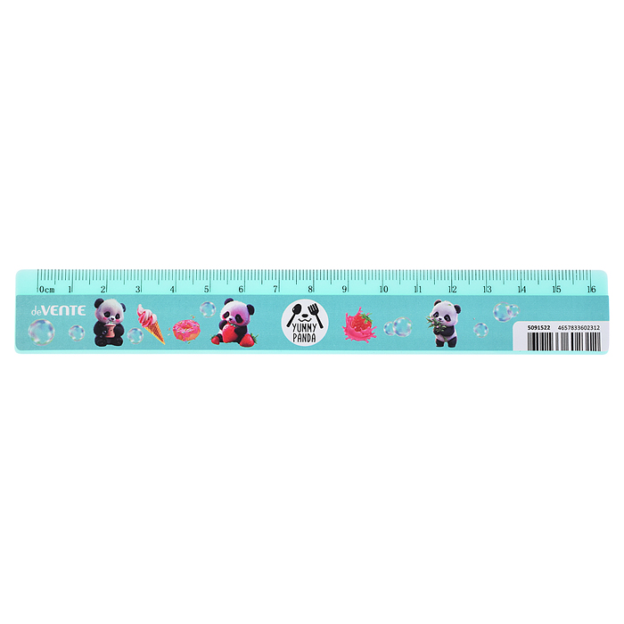 Линейка пластиковая "Yummy Panda" 16 см, с дизайном, с индивидуальной маркировкой, с цветны