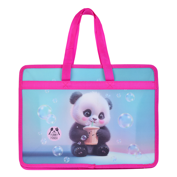 Папка для тетрадей, ИЗО и технологии "Yummy Panda" A4 (340x250x100 мм) с текстильным расшир