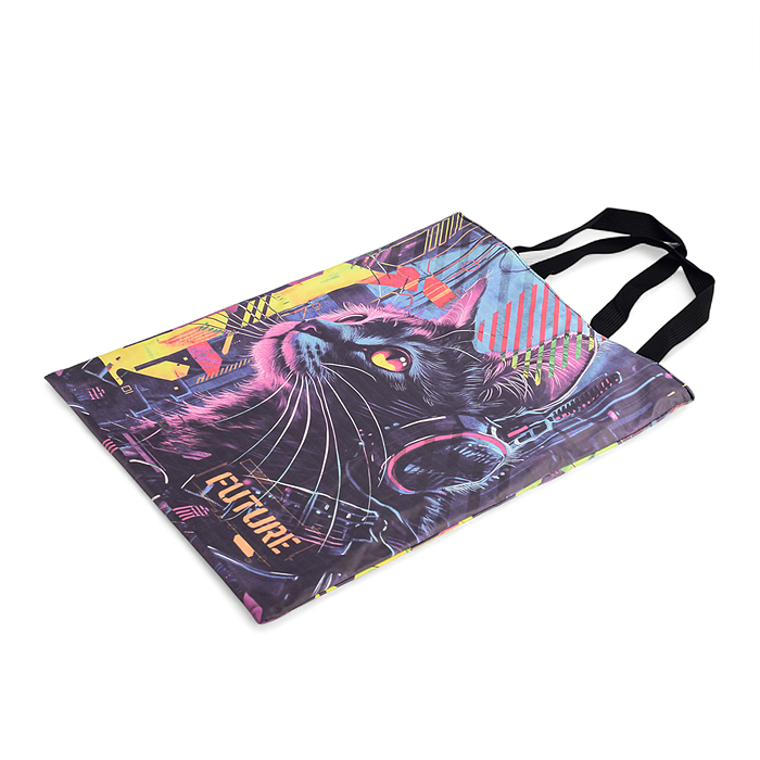 Сумка-шоппер перевёртыш "Label. Cyber Cat" 34x44 см, двухсторонняя, непромокаемая плащевка,