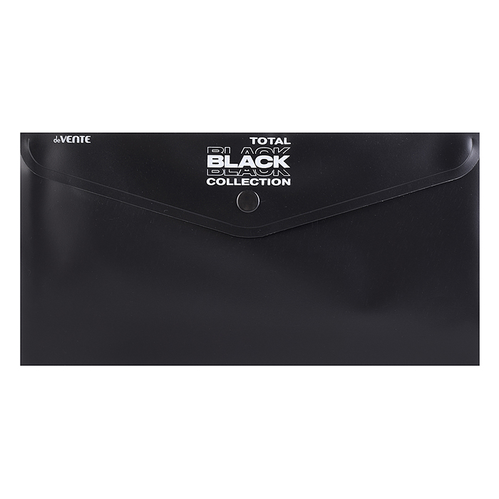 Папка-конверт на кнопке "Total black" Travel-size DL (260x140 мм) 180 мкм, непрозрачная чер
