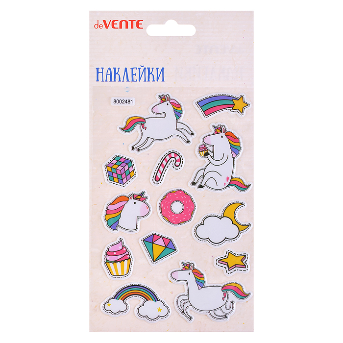 Наклейки мягкие "Unicorn dream" размер карточки 10x15 см, puff, объемные, многоразовые, в п