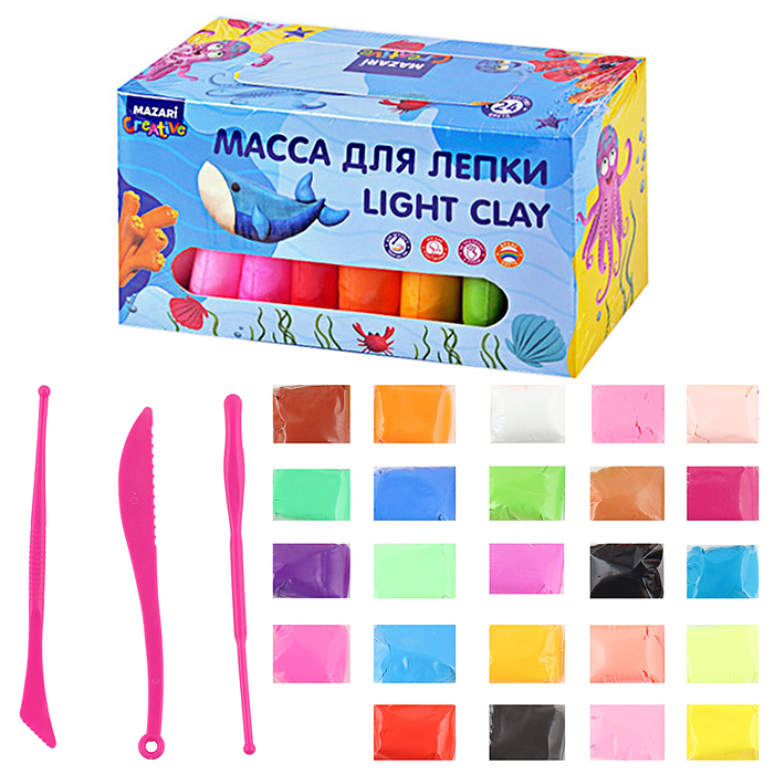 Mасса для лепки, 24цв, стек 3шт.
