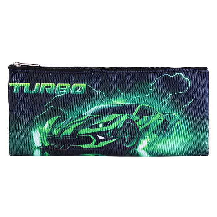 Пенал "Turbo" 21,5x9x1 см, плоский для 35 предметов, плотный износостойкий полиэстер с водо