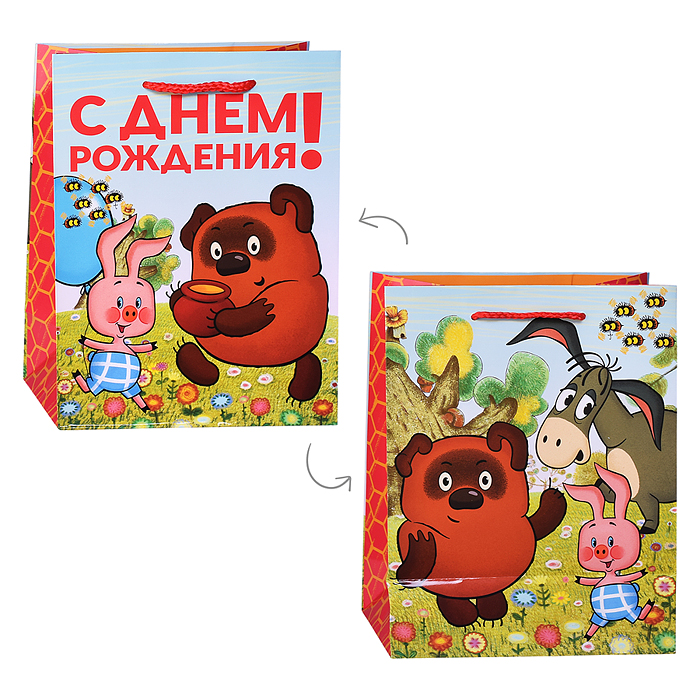 Пакет подарочный глянцевый Союзмультфильм m, Винни Пух.