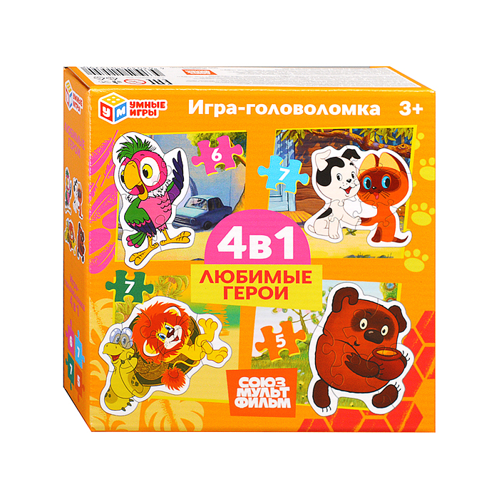 Набор пазлов 4в1: 5, 6, 7 и 7 "Любимые герои. Союзмультфильм"