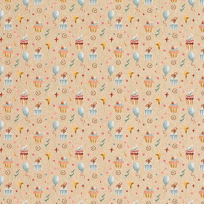 Упаковочная бумага крафт 70*100см, "Happy birthday", 70 г/м2, ассорти, 4 дизайна 
