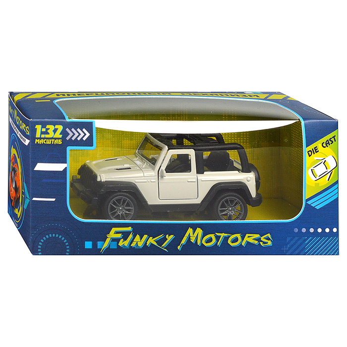 Белая инерционная машинка Джип Сафари die-cast,1:32, открывающиеся двери