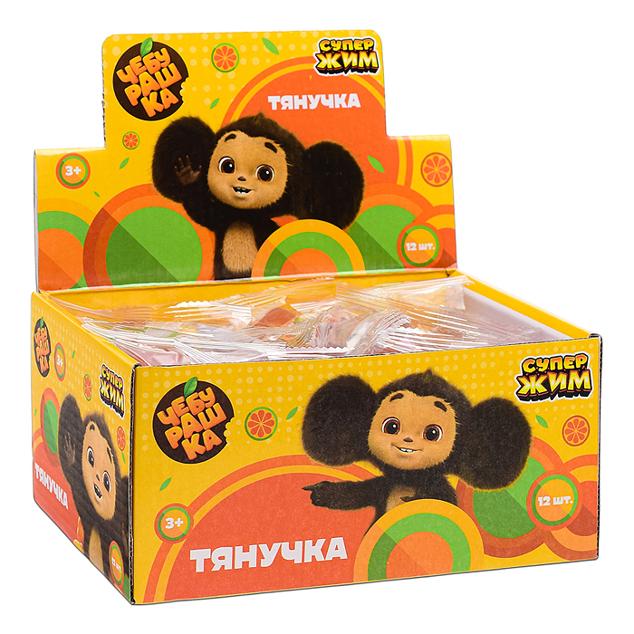 Игрушка-антистресс тянучка, без наполнения, дисплей "Чебурашка" Супер Жим 