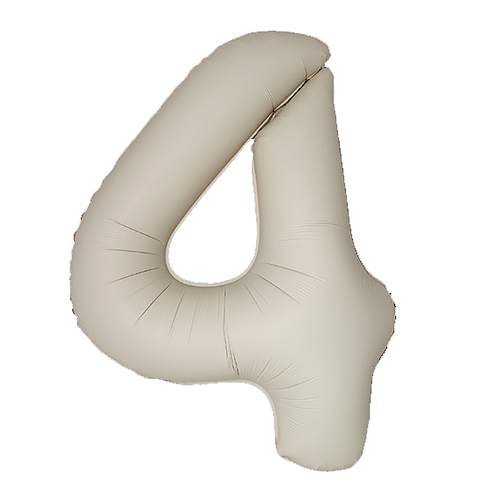 Шар (40''/102 см) Цифра, 4 Slim, Кремовый Латте, Матовый, 1 шт. в уп.