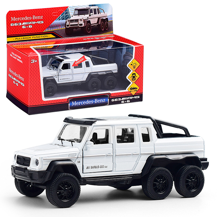 Машина металл свет-звук Mercedes-Benz G63 amg6х6 дв, инер., багаж. 14см 1:32  Машина металл свет-звук Mercedes-Benz G63 amg6х6 дв, инер., багаж. 14см 1:32