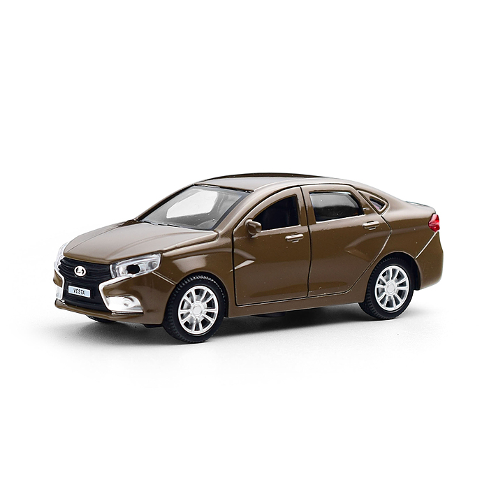 Машина металл LADA vesta 11,5 см, двери, коричневый, кор. 