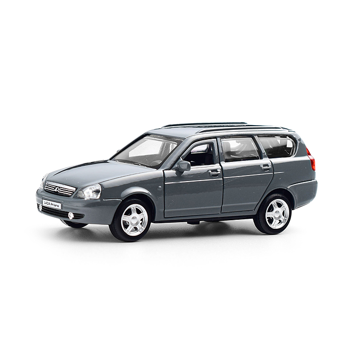 Машина металл LADA PRIORA длина 12 см, двери,багаж,инерц,темно-серый, в кор. 