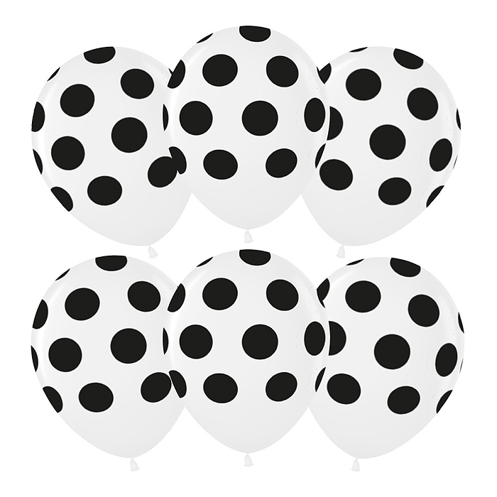 Шар (12''/30 см) Черные точки, Белый, пастель, 5 ст, 25 шт. Шар (12''/30 см) Черные точки, Белый, пастель, 5 ст, 25 шт.
