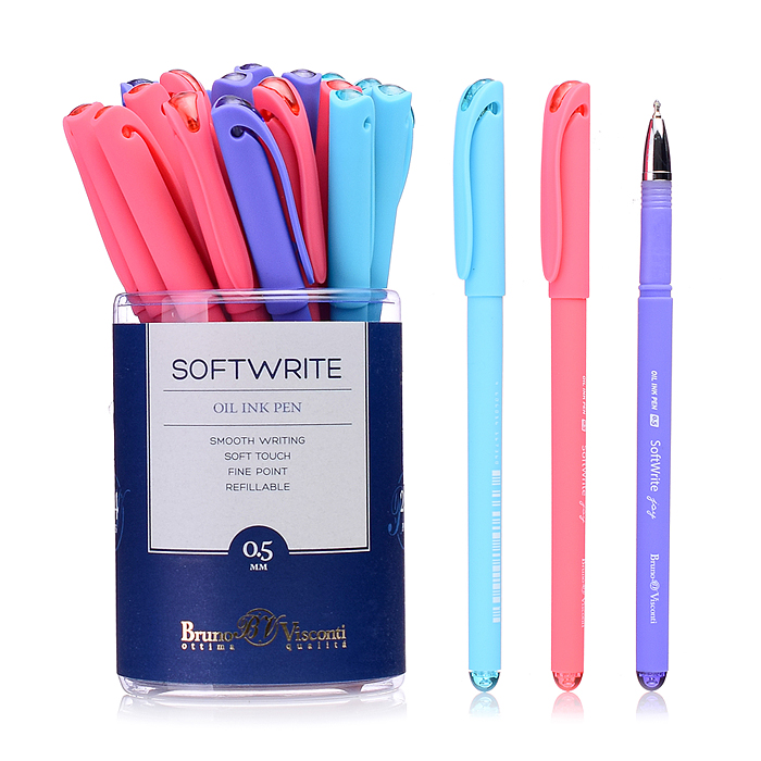 Ручка "SoftWrite. Joy" с чернилами на масляной основе 0.5мм, синяя (3 цвета корпуса)