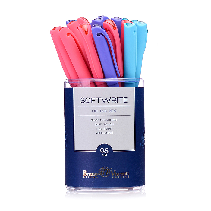 Ручка "SoftWrite. Joy" с чернилами на масляной основе 0.5мм, синяя (3 цвета корпуса)