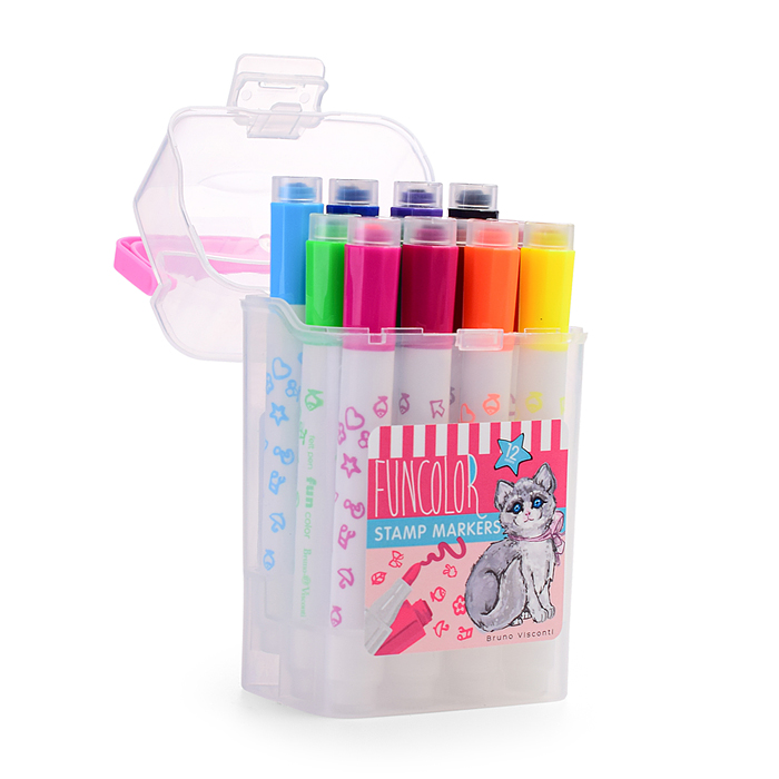 Фломастеры-штампики "Funcolor" 12цв. в пластиковом пенале