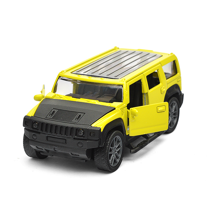 Жёлтая инерционная машинка Сафари die-cast,1:32, открывающиеся двери 