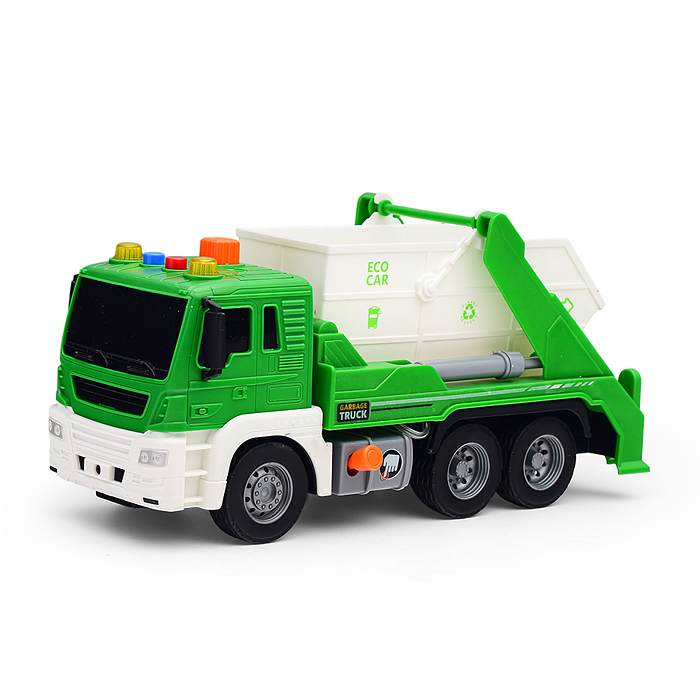 Машина JS107 "Мусоровоз" 1:16 (свет, звук) в коробке (зеленый)