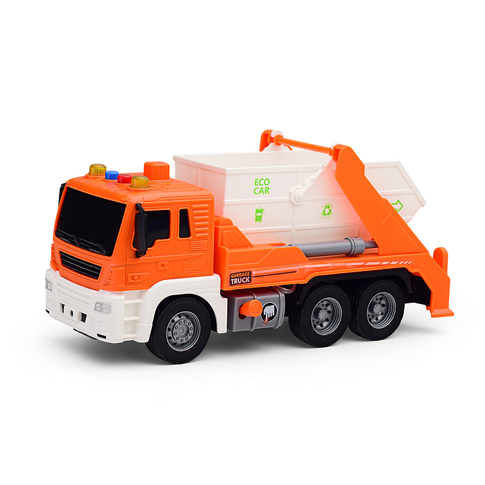 Машина JS107В "Мусоровоз" 1:16 (свет, звук) в коробке (оранжевый)